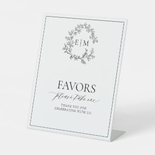 Signe De Table Blanc Noir Cimier Fleu Faveur Monogramme