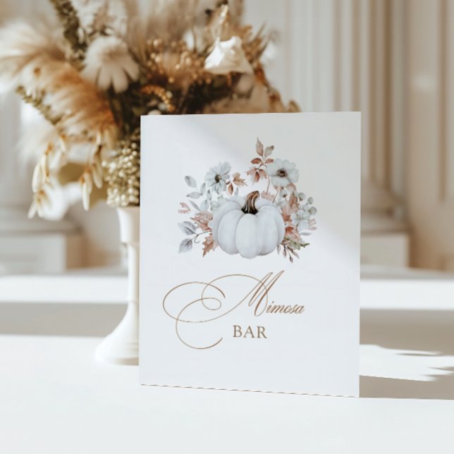 Signe De Table Blancs Citrouille Mimosa Bar (Créateur téléchargé)
