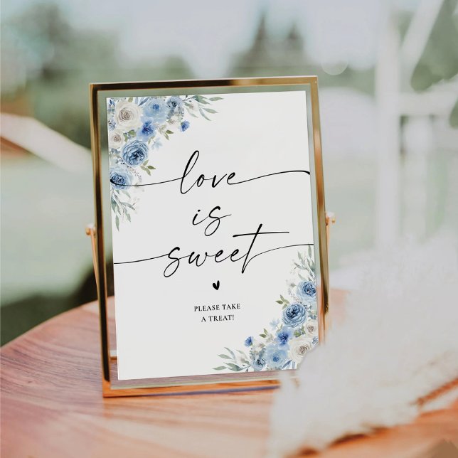 Signe De Table Bleu Dusty Ivoire Fête des mariées L'amour est dou (Créateur téléchargé)
