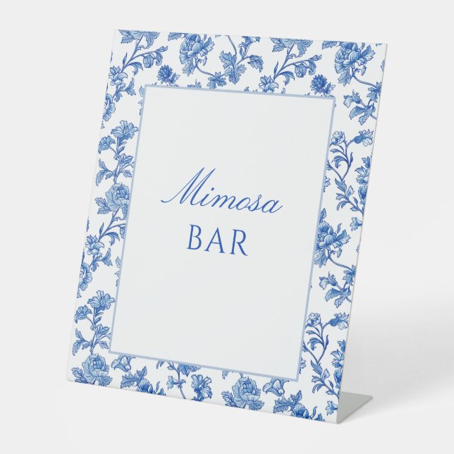 Signe De Table Bleu et blanc de la Chinoiserie Mimosa Bar (Recto)