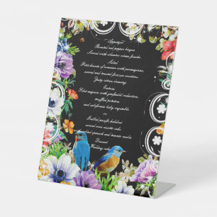 Signe De Table Bleu Et Botanique Floral Mariage Menu