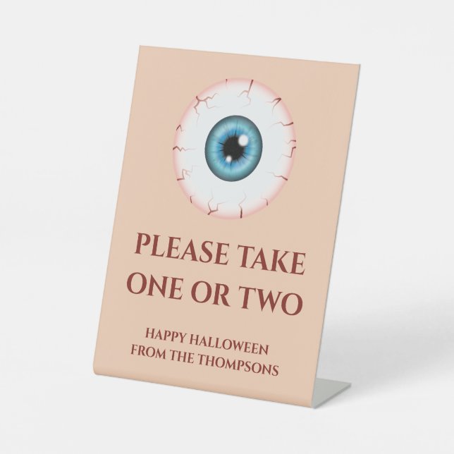 Signe De Table Bleu Oeil Halloween Trick Ou Traitements Bonbons N (Recto)