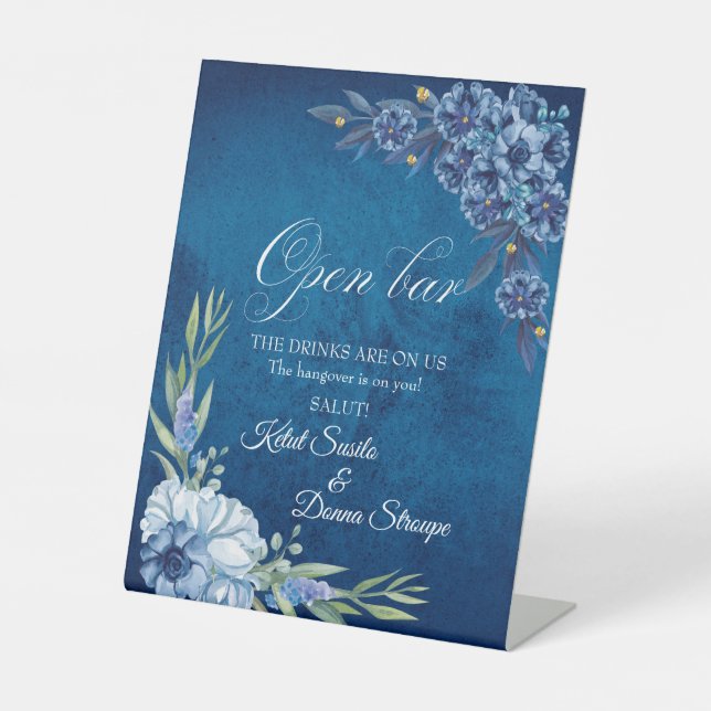 Signe De Table Blue Elegant floral summer wedding (Recto)