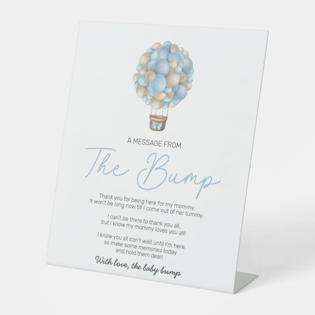 Signe De Table Blue Hot Air Balloon Un Message De La Bump (Recto)