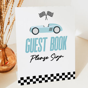 Signe De Table Blue Race Car Invité Book Party