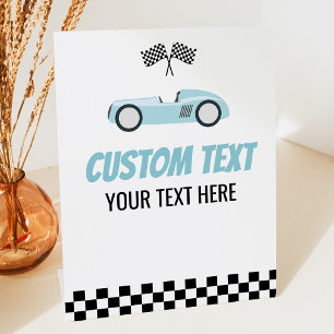 Signe De Table Blue Race Car Racecar Custom Text Party
