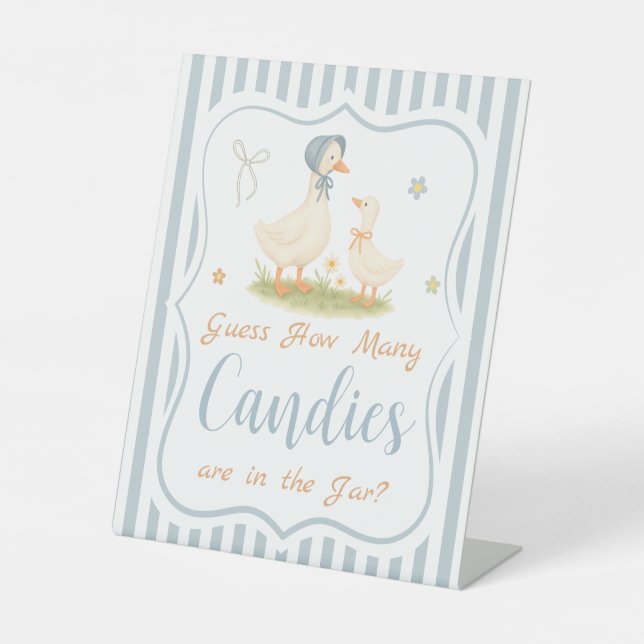 Signe De Table Blue Silly Goose Baby shower Devinez Combien (Recto)