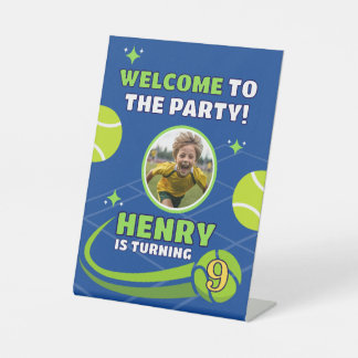 Signe De Table Blue Tennis Kids Birthday Welcome Party