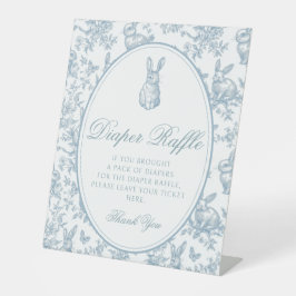 Signe De Table Blue Toile Little Bunny Baby Shower Diaper Raffle