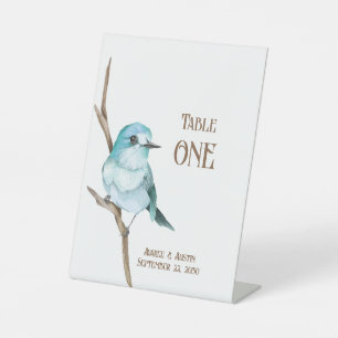 Signe De Table Bluebird Sur Une Tablette De Branche