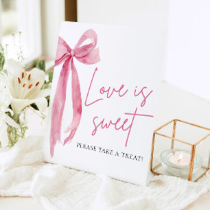 Signe De Table Blush Pink Bow Love is Sweet Treat Favoriser Signa