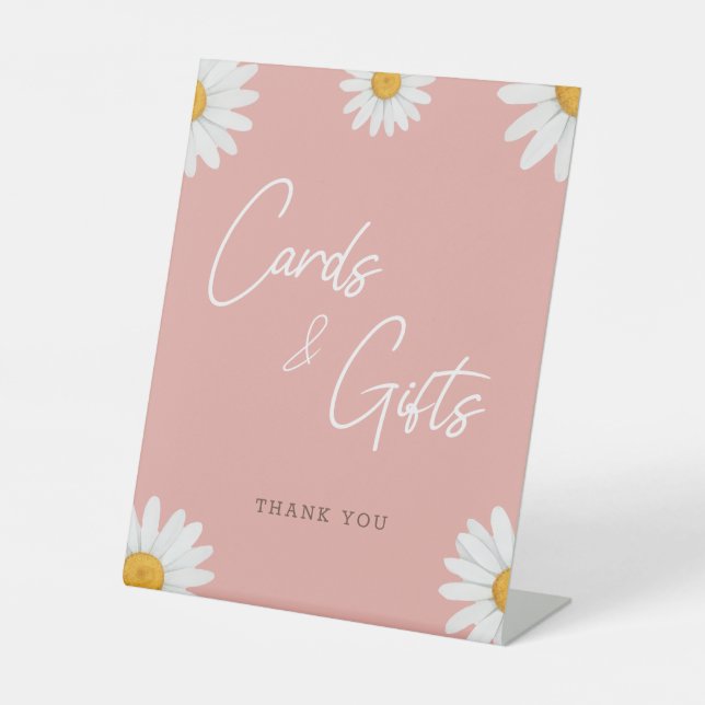 Signe De Table Blush Pink Daisy Cards Gifts Baby Shower (Recto)