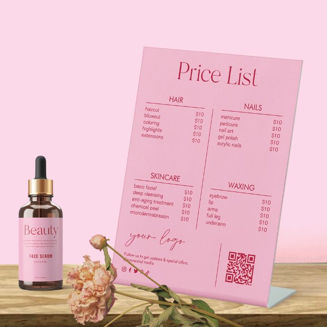 Signe De Table Blush Pink Salon Beauty Price List (Créateur téléchargé)