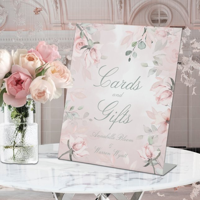 Signe De Table Blush Pink Secret Garden Roses Cartes de mariage C (Créateur téléchargé)