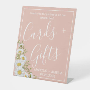 Signe De Table Blush & White Daisies Modernes Cartes de Mariage &