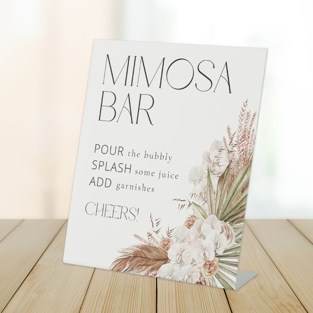 Signe De Table Bohème Floral & Plumes Mimosa Bar (Créateur téléchargé)