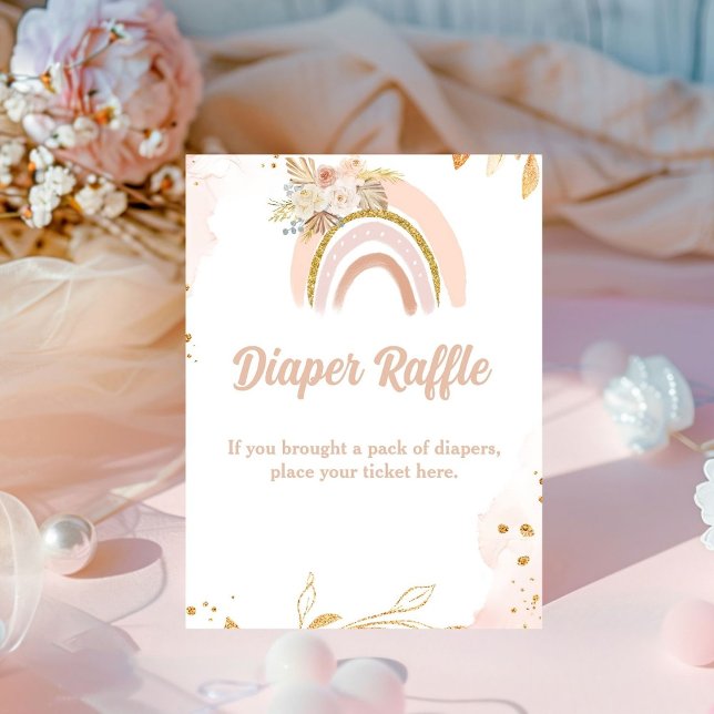 Signe De Table Boho arc-en-ciel pampas Gras baby shower tombole (Créateur téléchargé)