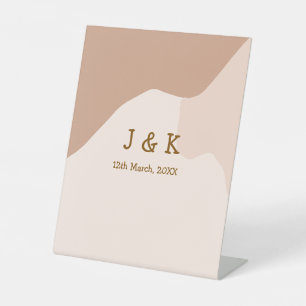 Signe De Table Boho beige curvy orange nom mariage date