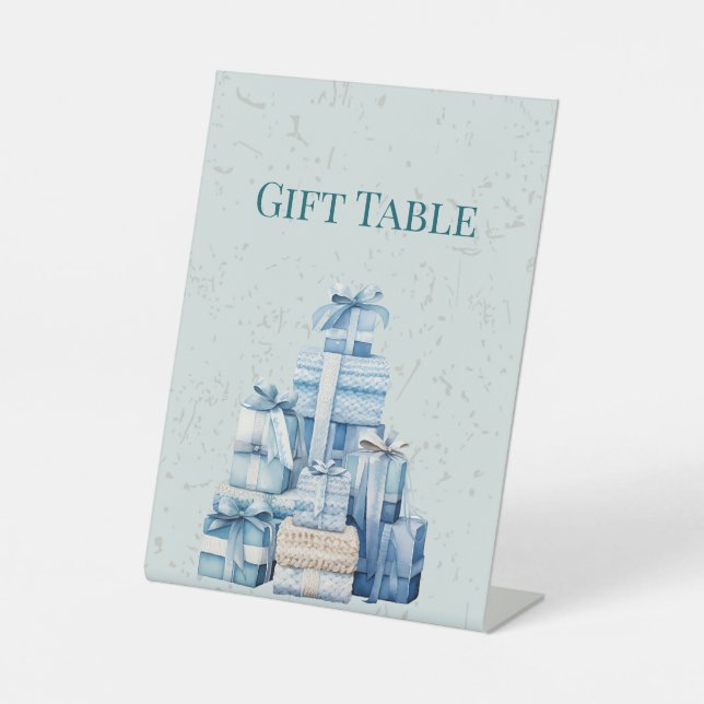 Signe De Table Boho Blue Cadeaux Twin Boys Baby shower (Recto)