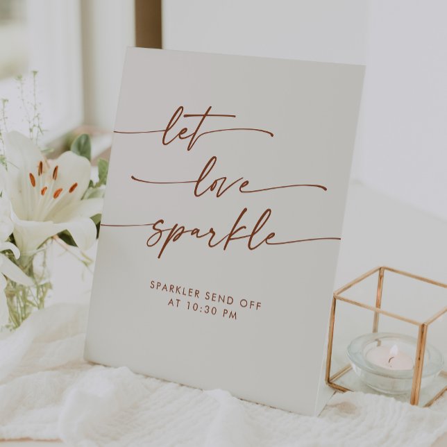 Signe De Table Boho Bohemian Cream Sparkler Envoyer Mariage (Boho Bohemian Cream Sparkler Send Off Wedding Pedestal Sign)