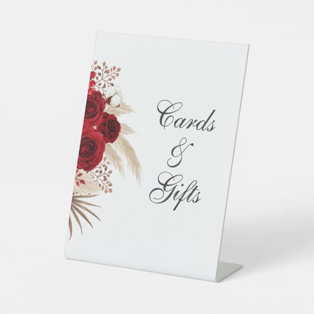 Signe De Table Boho Burgundy Rose et Pampas Grass (Recto)
