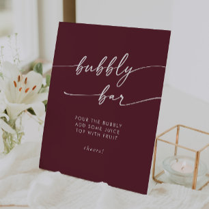 Signe De Table Boho Chic Bourgogne Rouge Bubbly Bar Mariage