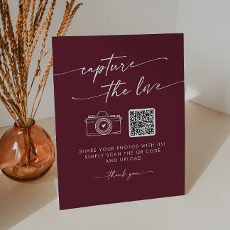 Signe De Table Boho Chic Bourgogne Rouge Capture le Mariage d'amo