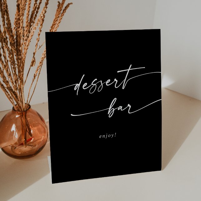 Signe De Table Boho Chic COULEUR ÉDITABLE Dessert Bar Mariage (Boho Chic COLOR EDITABLE Dessert Bar Wedding Pedestal Sign)