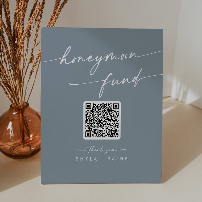 Signe De Table Boho Chic Dusty Blue Mariage Honeymoon Fund (Créateur téléchargé)