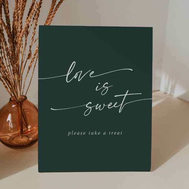 Signe De Table Boho Chic Emerald Green Love Is Sweet Mariage (Boho Chic Emerald Green Love Is Sweet Wedding Pedestal Sign)