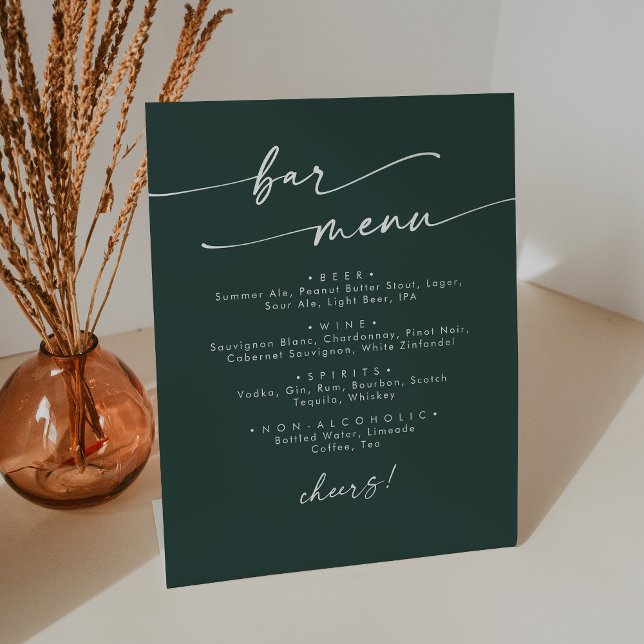 Signe De Table Boho Chic Emerald Green Mariage Bar (Créateur téléchargé)