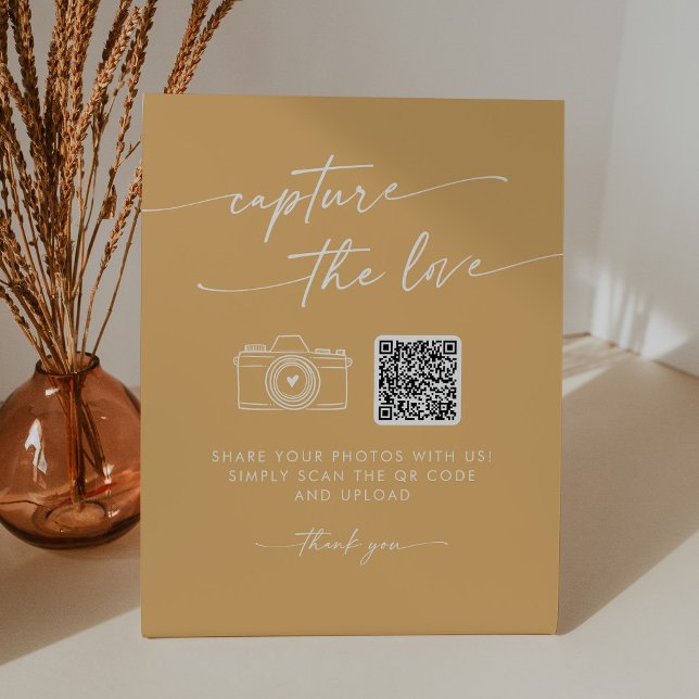 Signe De Table Boho Chic Jaune Marigold Capturer le Mariage d'amo (Créateur téléchargé)