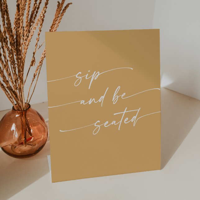 Signe De Table Boho Chic Jaune Marigold Sip Be Seed Mariage (Créateur téléchargé)