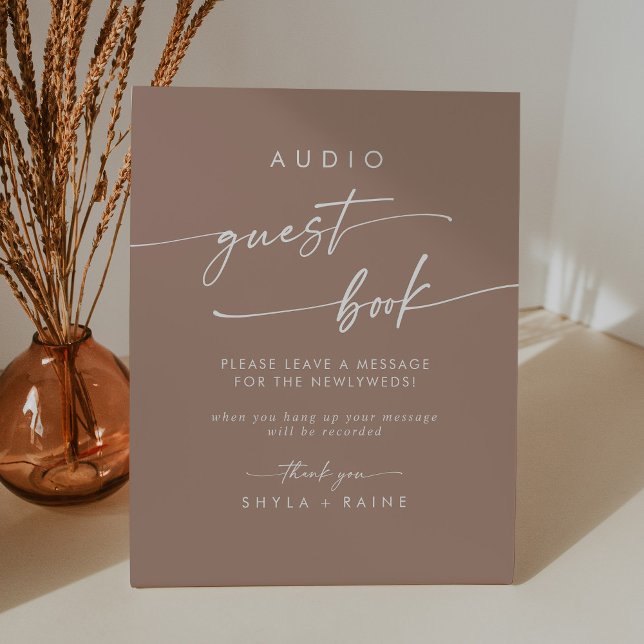 Signe De Table Boho Chic Neutral Taupe Audio Mariage du livre d'o (Créateur téléchargé)