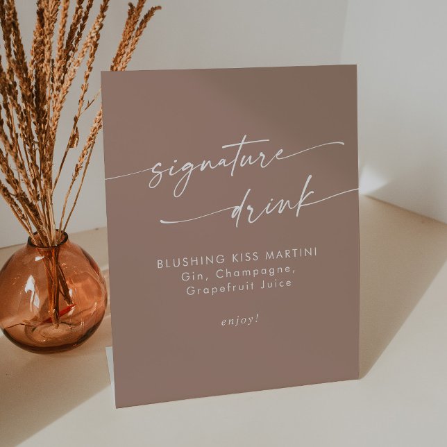 Signe De Table Boho Chic Neutral Taupe Mariage Signature Boire (Créateur téléchargé)