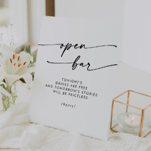 Signe De Table Boho Chic noir et blanc Open Bar Mariage