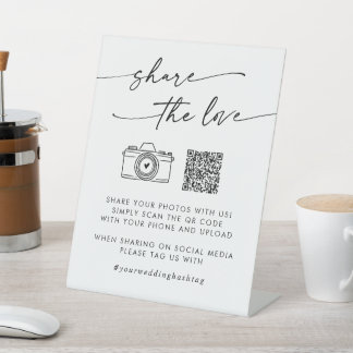 Signe De Table Boho Chic noir et blanc Partagez le code QR d'amou