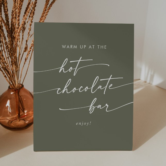 Signe De Table Boho Chic Olive Green Hot Chocolat Bar (Créateur téléchargé)
