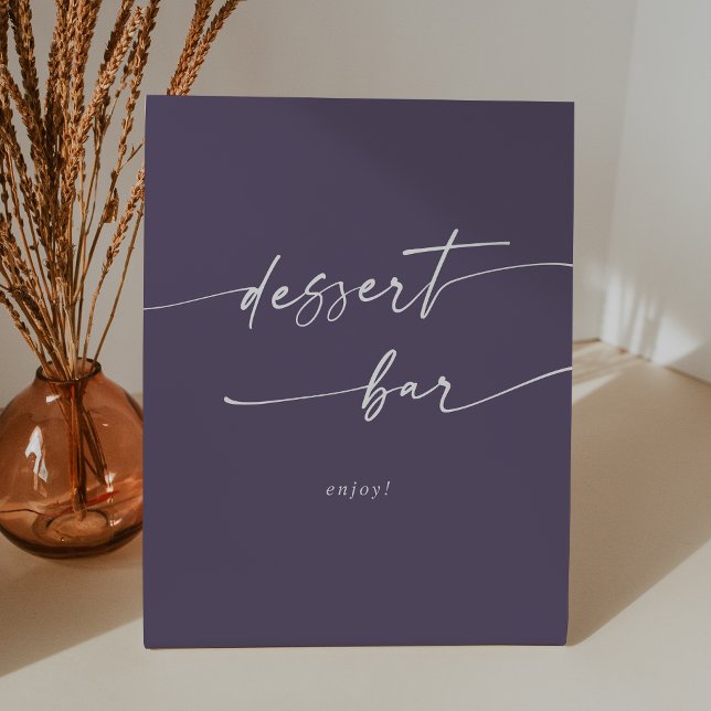 Signe De Table Boho Chic Plum Purple Dessert Bar Mariage (Boho Chic Plum Purple Dessert Bar Wedding Pedestal Sign)