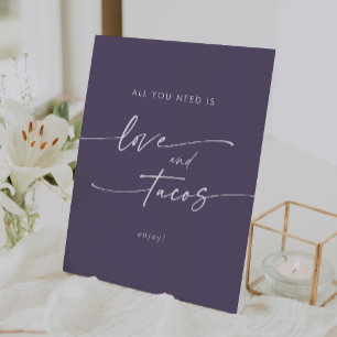 Signe De Table Boho Chic Plum Purple Love Taco Bar Mariage