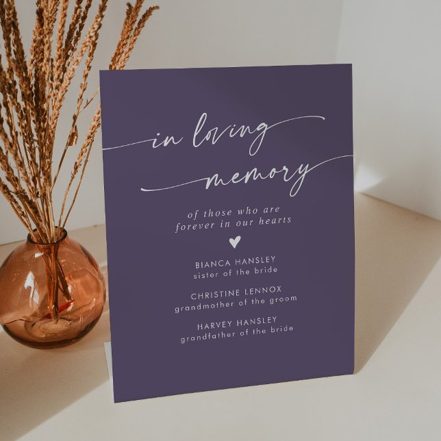 Signe De Table Boho Chic Plum Purple Mariage En Mémoire D'Amour (Créateur téléchargé)