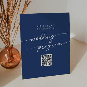 Signe De Table Boho Chic Royal Bleu QR Code Code Programme de mar
