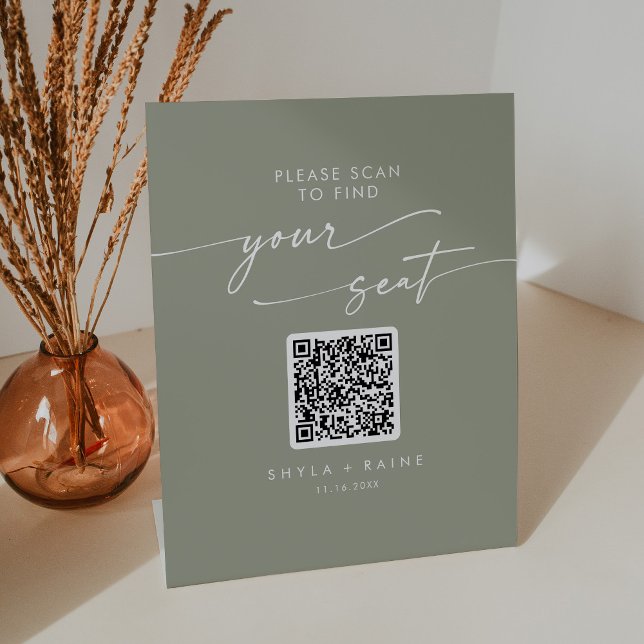 Signe De Table Boho Chic Sage Green Seing Chart QR Code (Créateur téléchargé)