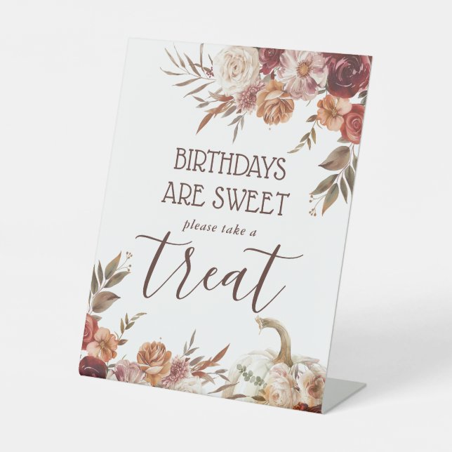 Signe De Table Boho Citrouille Automne Fleur Anniversaire Treat (Recto)