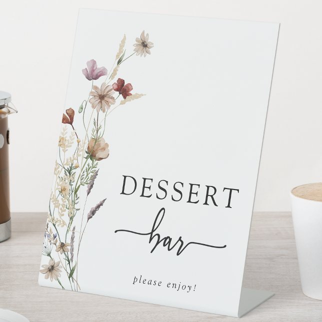 Signe De Table Boho Dessert Bar (Boho Wildflower Dessert Bar Pedestal Sign by Painted Paperie)