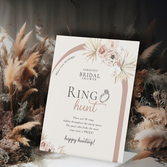 Signe De Table Boho Floral Arch Bridal Shower Ring Hunt Game (Créateur téléchargé)