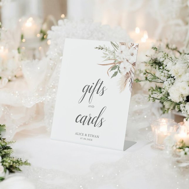 Signe De Table Boho Green Pampa Grass Wedding Cadeaux Cartes (Créateur téléchargé)