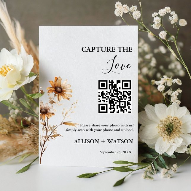 Signe De Table Boho mariage Capture amour code QR mariage photo (Créateur téléchargé)