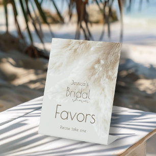Signe De Table Boho Neutral Pampas Fête des mariées en herbe Fave