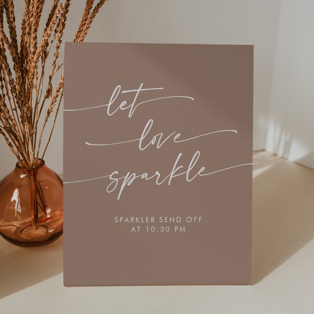 Signe De Table Boho Neutral Taupe Sparkler Envoyer Mariage (Boho Neutral Taupe Sparkler Send Off Wedding Pedestal Sign)